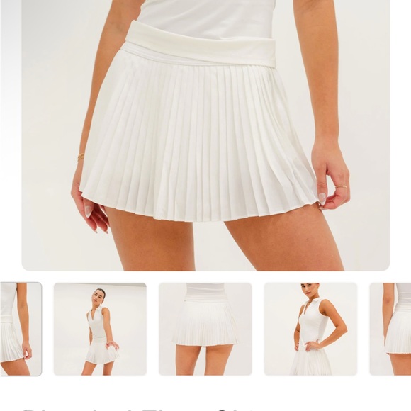 White Mini Skater Skirt with Pleats - Picture 1 of 2